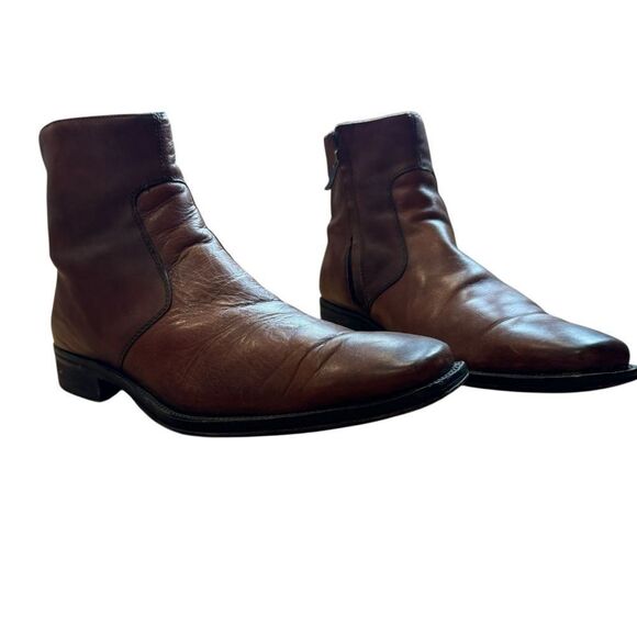 Kenneth Cole Burnished Leather Ankle Boots - Picture 1 of 10